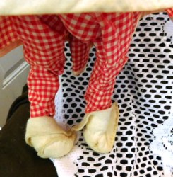 aa bed doll red check feet